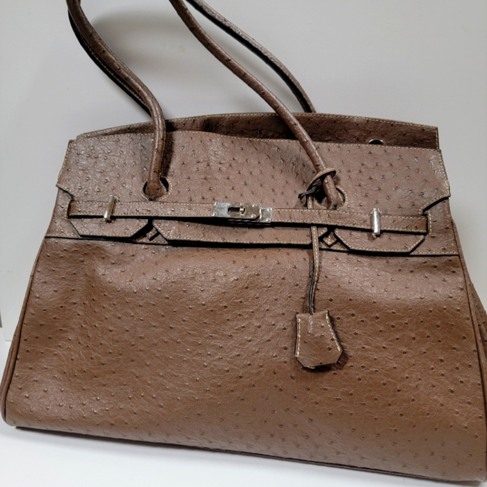 Brown Leather Purse / Handbag with clasp closure